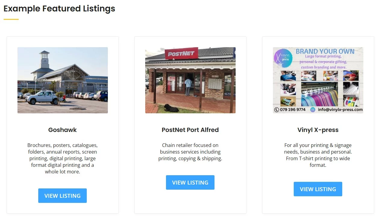 Example featured listing